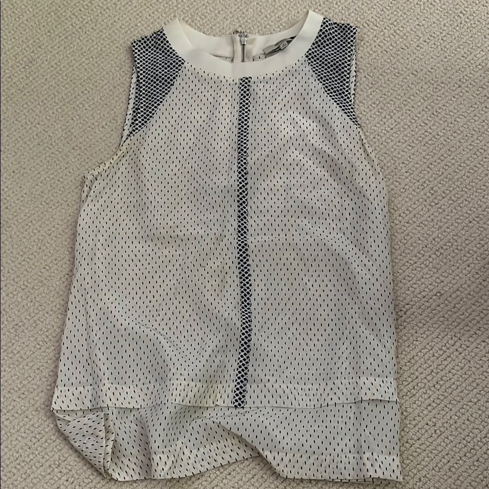 Madewell White and Gray Boxy Sleeveless Tank Top